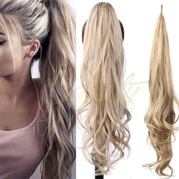 Pferdeschwänze Pferdeschwänze SAISITÄT 32inch Synthetic Flexible Wrap um Pferdeschwanzlänge Pferdeschwanz Erweiterungen Blonde Eifer Haarstücke für Frauen D.