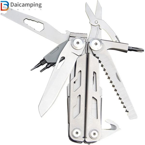 Accessoires Daicamping Survival Multitool Outdoor EDC Gear Camping -Angelwerkzeug 440 Edelstahl Multi -Werkzeuge Klappermesserzange Klapperziele