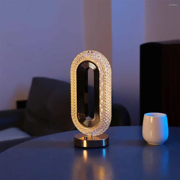 Lampade da tavolo USB Runway Crystal Light Charging Touch Atmosfera a tre colori camera da letto e soggiorno decorativo