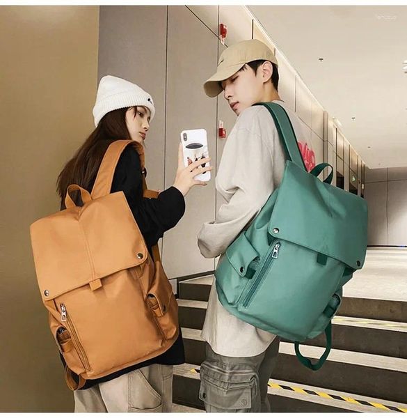 Mochila coreana legal para homens homens simples colorido puro school school bolsas adolescentes colagem de colagens de colagem mochilas mochilas