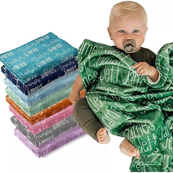 Cobertor de cor personalizado Nome do bebê Swaddle Flannel Fleece Blanket Nome personalizado Presente Child Boys Menina Mother Pet Clanta 240417