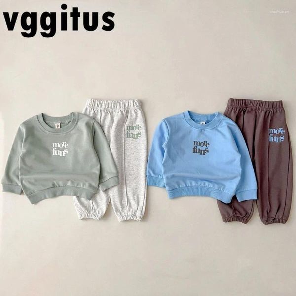 Kleidungssets koreanischer Stil Herbst Kids Sports 2pcs Set Brief Druck o-Neck Pullover Sweatshirts Jogger Pants Jungen Mädchen Kleidung EA306