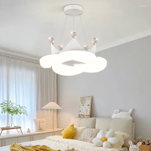 Kronleuchter moderne romantische Prinzessin -Raumkronen -Lampe Nordic Creative Children's Boy Girl Schlafzimmer Kronleuchter LED -Wolkenlicht