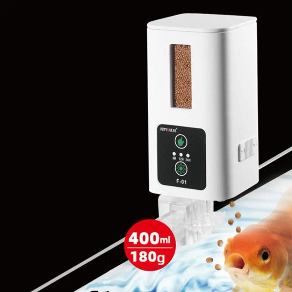 Alimentador novo alimentador automático de tempo inteligente com caixa seca altura ajustável Distribuidor de alimentos de grande capacidade para aquários de tanques de peixes