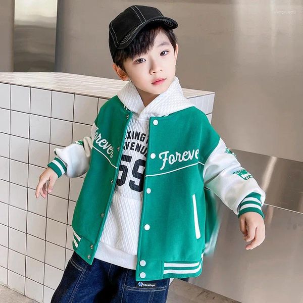 Jackets Toddler Boys Baseball Coats Autumn Letter Frians impressão imprimida de peito de algodão de algodão adolescente