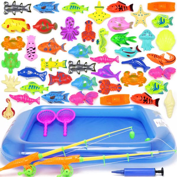 Acessórios 1852pcs Kids Magnetic Fishing Toys Set com Itilable Pool Pool Rod Rod Funny Classic Toys for Children Gift