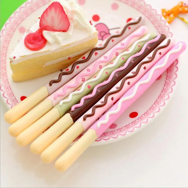 Penne 36pcs/lot kawaii Nuovo Sweet Bow Biscuit Stick Serie Gel Penna/0,5 mm Black/Fashion Style Peni/Promozione Regalo/Stationery School G160