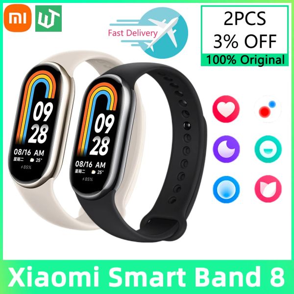 Armbänder Xiaomi Mi Band 8 Blut Sauerstoff 1.62 Amoled Screen Fitness Armband 7 Farben Fitnesstrker Herzfrequenzmonitor Xiomi Smart Band 8