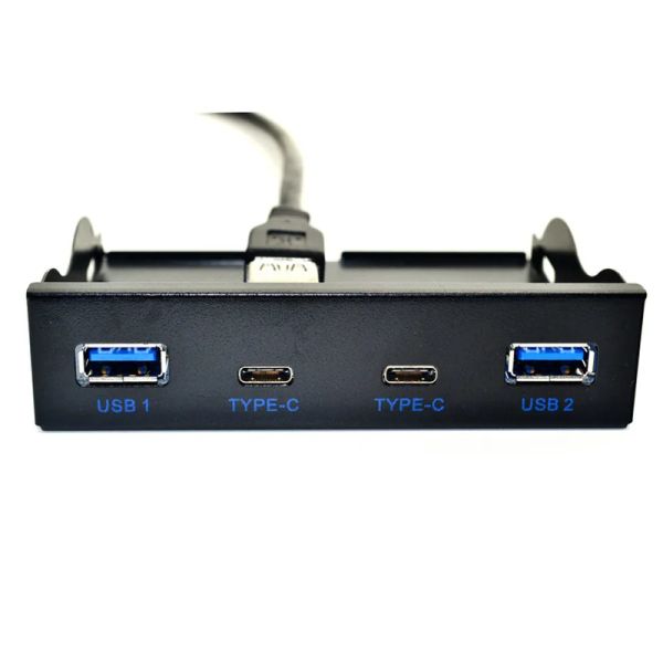 Cartas Hub USB USB C Hub de 3,5 polegadas Painel frontal de disquete 2 porta USB 3.0 + 2 porta USB 3.1 Tipo C 20 Conector de pino para computador de mesa