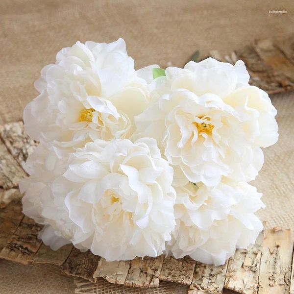 Fiori decorativi diametro 15 cm fiore artificiale 5head peonia bouquet seta per accessori per decorazioni per la casa holding da sposa