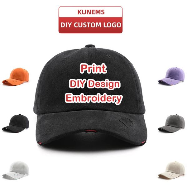 Kunemas Custom Baseball Cap para mulheres e homens Design de marca Bordado impressão Diy Summer Retro Sun Hat Unisex Cap atacado 240411