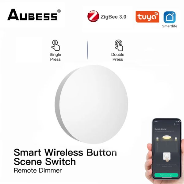 Steuerung Aubess ZigBee -Taste SCITY SCITY Multiscen Linkage Smart Switch Battery Powered funktioniert mit Tuya Smart Life ZigBee -Geräten