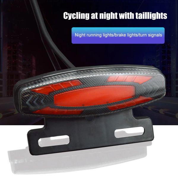 Luzes de bicicleta elétrica LED Luz traseira de segurança alerta de segurança Lâmpada traseira de instalação fácil para bicicleta elétrica 36V 48V