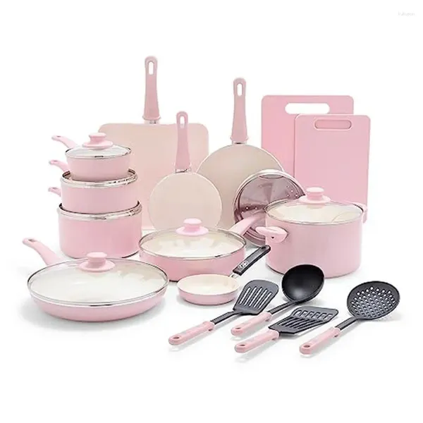 Set di pentole set di ceramica antiaderente set da 23 pezzi kit vaso fritti utensili da cucina sani senza PFA