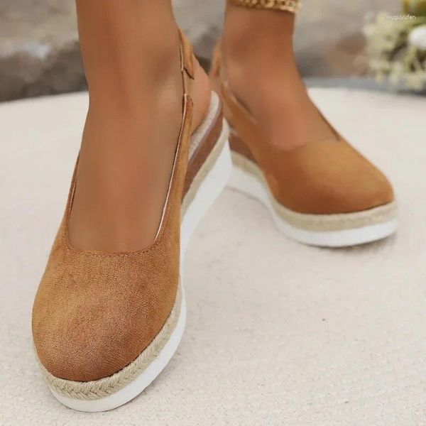 Kleiderschuhe Frauen Sommer einfache Keils Sandalen Böhmische handgefertigte Damen lässig bequeme Plattform Pumps Sandalias de Mujer