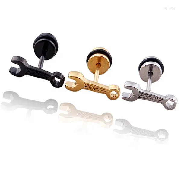 Bolzenohrringe Punk Männliche Schraubenschollen Edelstahl Farbe Gold Schwarz kleine Nachahmungswerkzeuge Spanner Brincos Schmuck Schmuck