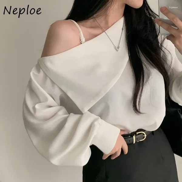 Женские блузки Neploe Sexy Off Alwempempel Neck y2k E-girl с длинным рукавами рубашки Женщины 2024 Summer Blusas mujer