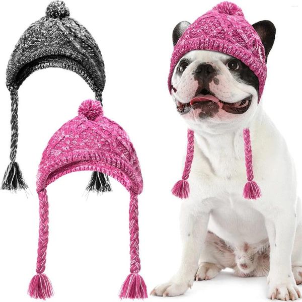 Dog Apparel Autumn e Winter Fur Ball quente à prova de vento malhado de luta de gato Chapéu de gato