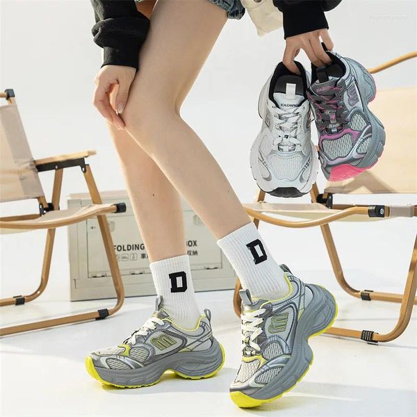 Lässige Schuhe 2024 Sommer Paris Frauen Farbblock Dicke alleinige Erhöhung Atmungsaktivität Vielseitige Sportarten und