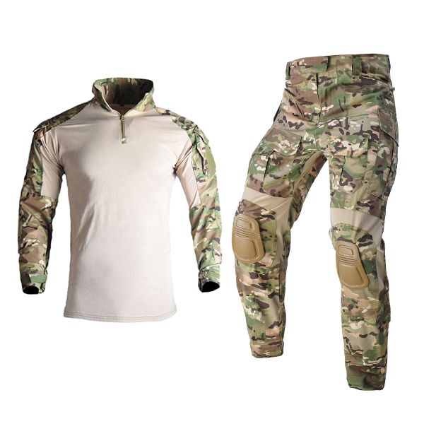 Sets Airsoft Paintball Männer arbeiten militärische Kleidung Kampf Uniform +Pads Multi -Taschen -Taktik -Camo -Shirts Armee -Trails -Jagdanzug