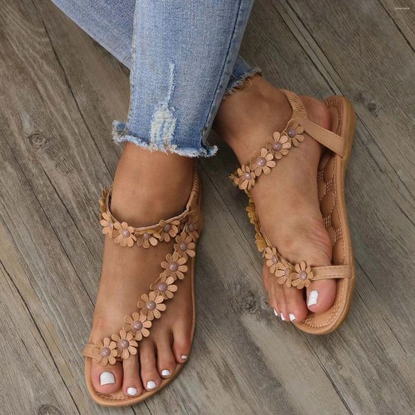 Sandalen Chic Women Blumenmuster Zehen Post Sommer Boho Stil Bling Bowtie Mode Peep Gelee Schuhe Sandal Flat Ladies