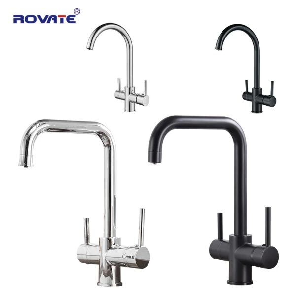 Purificatori rovate 3 in 1 rubinetto da cucina, rubinetto da cucina calda e fredda con filtro dell'acqua del rubinetto da bere