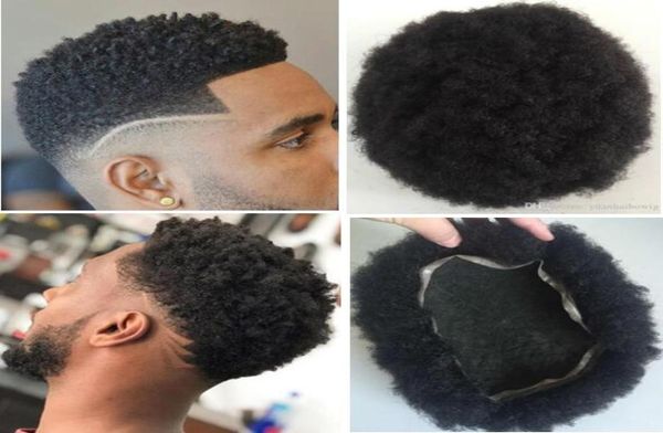 Afro Toupee per giocatori di basket e appassionati di basket maschi di pizzo pieno parrucchiere 10A Virgin Remy Brasilian Human Human Reputceme7894552