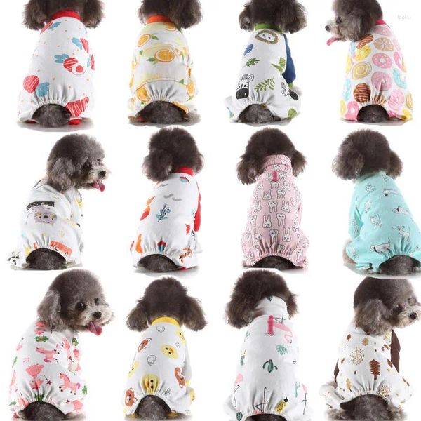 Hundebekleidung Baumwolle Haustierkleidung Jacke Pyjamas Home Kleidung für Hunde gedruckte Winter -Cartoon -Overalls ROMPER