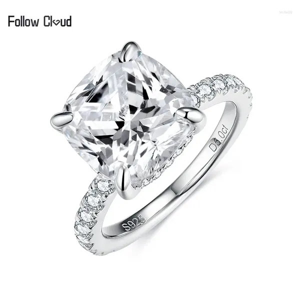 Clusterringe folgen Cloud 5 s Kissen geschnitten 10 mm Moissanit Diamond 925 Sterling Silber Verlobungsring für Frauenfeinschmuck mit GRA