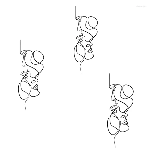 Dekorative Figuren Metall Wandkunst Minimalistische Gesichtsleitungen hängen Dekoration abstrakte Eisenskulptur