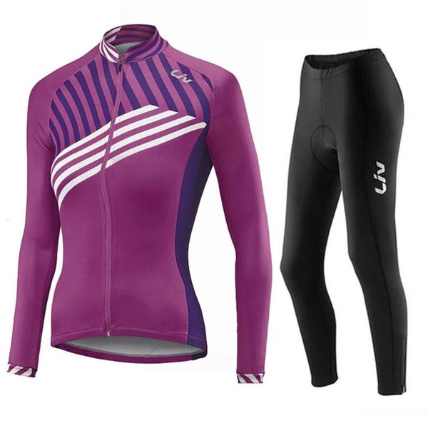 Liv Women Cycling Jersey Definir roupas de manga longa de outono MAILLOT ROPA CICLISMO BICYCLE SportSwear Bike Uniform240417