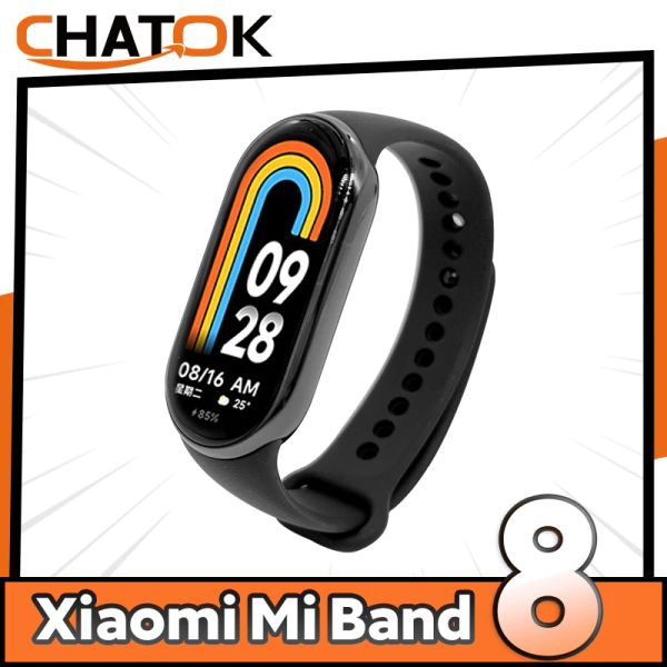 Sandálias xiaomi mi banda 8 pulseira inteligente 7 tela amoled miband 8 oxigênio sanguíneo fiess traker bluetooth à prova d'água banda inteligente 8