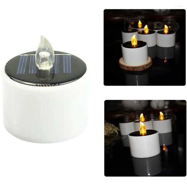 Titulares de vela Power Solar LED Velas Luzes sem chamas Tea impermeável eletrônico para decorações de festas em casa ao ar livre de Natal