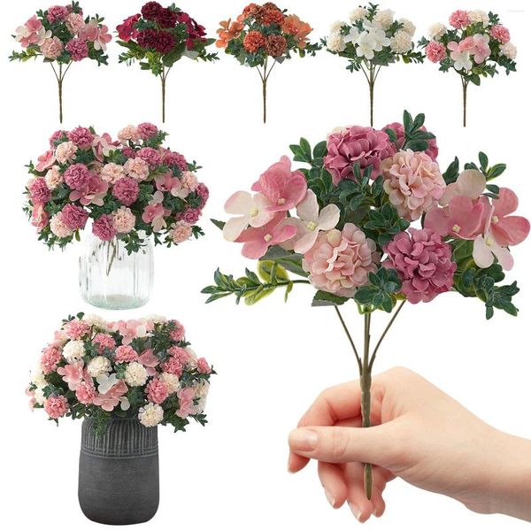 Декоративные цветы изделия из цветочного цвета дома шелковый букет Hydrangea 16 украшения головы пена