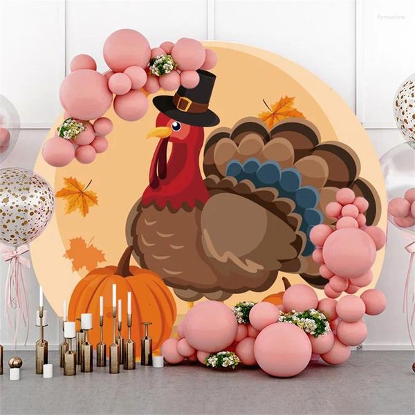 Decorazione della festa Sfondo personalizzato Ringraziamento Turchia rotonda decorazioni per il compleanno per bambini Festa Dochower per bambini