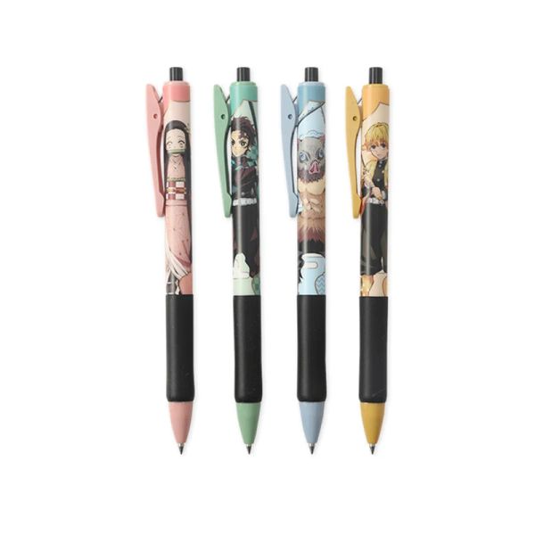 Canetas mg 4/8pcs 0,5 mm Pen de gel 0,5 mm Quickdrying Black Ink Demon Slayer Anime Pen Sign Office School Study Supplies de papelaria