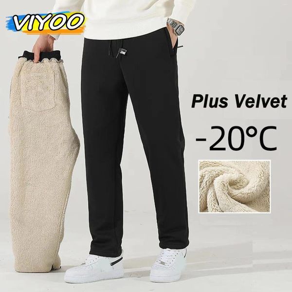 Calça masculina 95%algodão mais veludo de veludo 5xl lã de lã grossa roupas de inverno calças de moletom de tamanho grande trilhas de atletismo