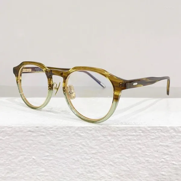 Sonnenbrillen Frames Klassiker Retro Round Gläser Rahmen Männer Shades U-122 Serie Sommer 2024 Harajuku Style Patchwork Braune Acetat Brille