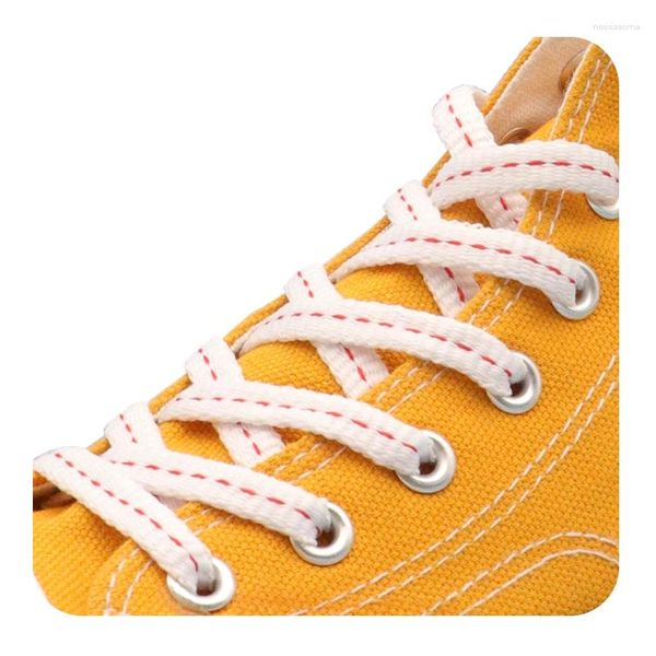 Schuhteile Weiou Spitze Einfacher Stil Schnürsenkel 0,8 cm flache weiße und rote Polyester Schuhestrings Matched Children Frauen Leinwand Closenschuhe