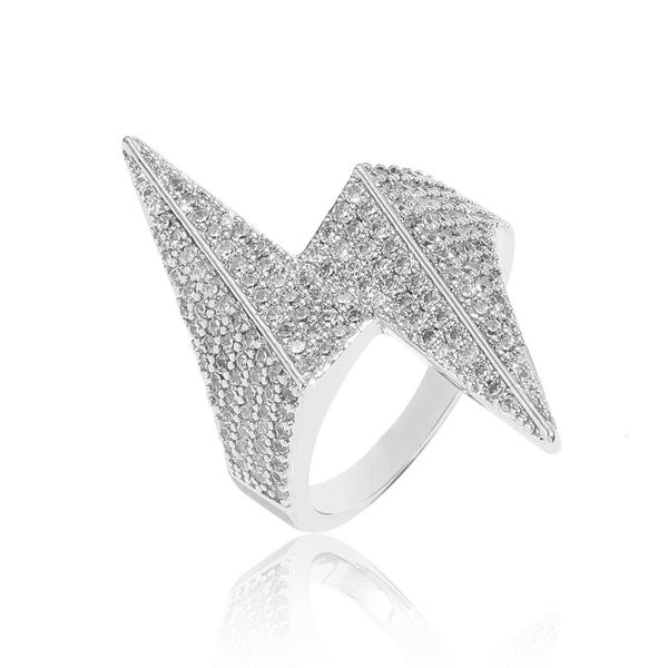 Anelli di fulmini 3d hip hop 3d anelli personalizzati per micro -set anelli di moda diamanti uomini gioielli hip hop