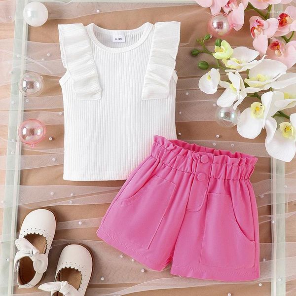 Kleidung Sets Baby Girl Summer Outfits süße Rüschen Ärmellose Tanktops Shorts Set Kleinkind 2pcs Kleidung