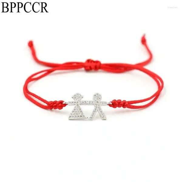 Bracelets de charme bppccc fofo meninos adoráveis garotas de prata de prata para homens amantes casais