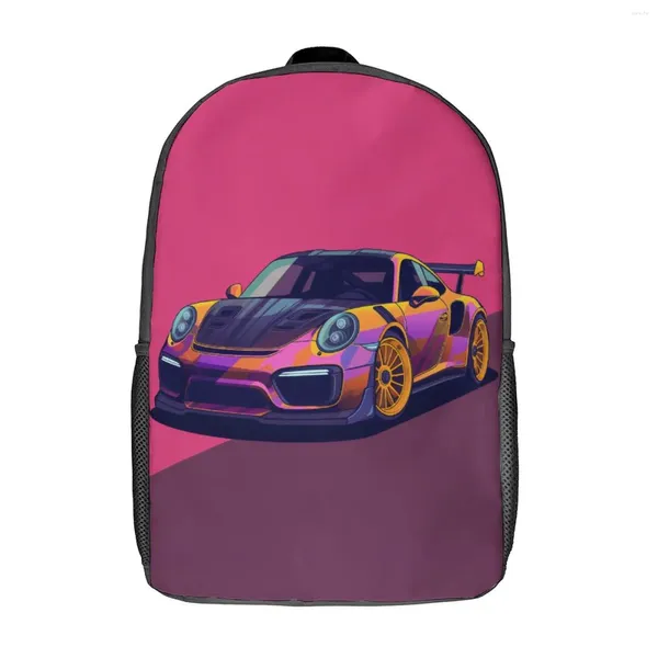 Backpack Classic Sports Car Cartoon 2D Elements University Backpacks Women Colorful traspirante borse da scuola Stracia lo zaino