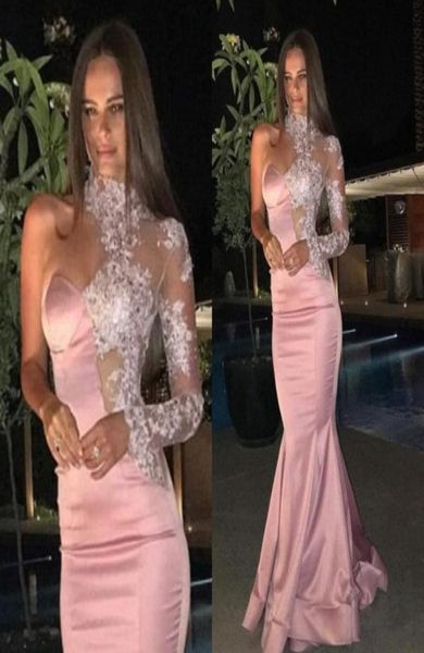 Miss Universe Dantel Balo Elbiseleri Pembe Denizkızı Büyük Boncuklu 2020 Yüksek Boyun Olanlar Resmi Ünlü Gowns Party Gece Elbise B5374483