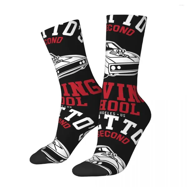 Meias masculinas Funny Crazy Compression Torettos Driving School Meia para homens Hip Hop Vintage Ventiva Velozes e Furiosos Happy Quality Boys Crew