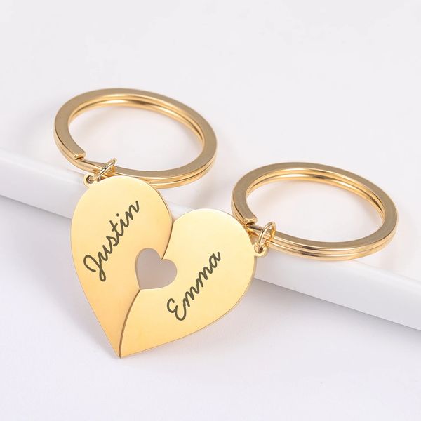 2pcs Personalisierte Paare Schlüsselketten Valentinstag Jubiläumsgeschenk Freund Freundin Herz Keychain Mann Frauen Schlüsselkette Liebe Geschenke 240416