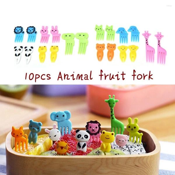 Forks 10pcs Obstpicks Kawaii Animal Lunch Box Accessoire Decor Kindergabel