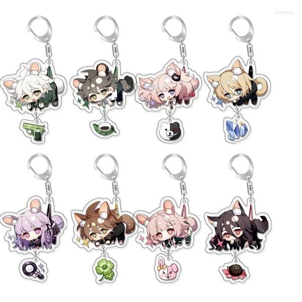 Schlüsselanhänner Anime Danganronpa v1 Hanging Animal Dangan Ronpa Männer Accessoires Anhänger für niedliche Bag Acryl -Zwischenschicht -Schlüssel Ring Geschenk