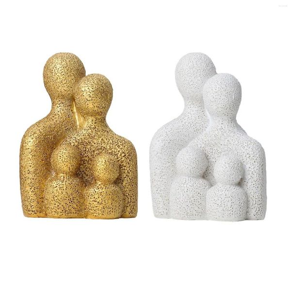 Figurine decorative Famiglia di 4 regali di arredamento per papà mamma o bambini in resina scultura di compleanno di anniversario soggiorno