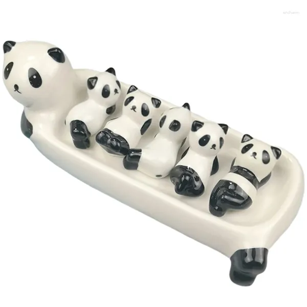 Chadstäbchen schöne Panda-Chopstick-Ruhe-Set Japanischer Keramikhalter Tabelle Cartoon Sushi Besteck Rack Home-Use-Nutzungstischdekoration